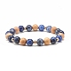 Set aus elastischen Armbändern mit runden Perlen aus natürlichem Sodalith und Holz BJEW-JB07165-04-7
