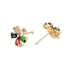 Colorful Rhinestone Flower Stud Earrings EJEW-M209-01G-2