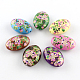 Perles acryliques imprimées de fleurs ovales MACR-R550B-04-1