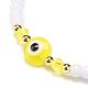 Mauvais œil en résine et bracelet extensible en perles acryliques pour femme BJEW-JB08609-02-4