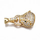 Brass Micro Pave Clear Cubic Zirconia Fold Over Clasps KK-T063-108G-NF-1