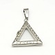 304 Stainless Steel Rhinestone Magnetic Glass Triangle Photo Living Memory Floating Locket Pendants STAS-L121-04P-1