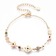 Bracelet à maillons losanges en zircone cubique colorée BJEW-N020-01-3