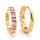 Роскошные серьги-кольца Huggie из розового циркония EJEW-C012-04-2
