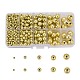 5 taille de perles acryliques plaquées, ronde, plaqué or, 4~12mm, Trou: 1mm, 542 pcs / boîte