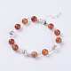Faceted Round Natural Fire Agate Bracelets BJEW-JB03535-2