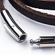 Tres bucles pulseras del abrigo del cordón de cuero BJEW-F291-19A-4