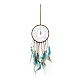 Iron Synthetic Turquoise Woven Web/Net with Feather Pendant Decorations AJEW-B016-02-1