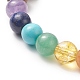 Bracelet extensible en perles de bois de rose naturel et pierres précieuses pour femme BJEW-JB09294-6