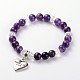 For Valentine's Day Heart with Made with Love Natural Gemstone Beaded Stretch Charm Bracelets BJEW-JB01837-04-1