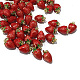 Messing Emaille Anhänger / charms, langlebig plattiert, mit Sprungring, Erdbeer-Form, echtes 18k vergoldet, rot, 11.5x7.5x7 mm
