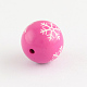 Round Acrylic Snowflake Pattern Beads SACR-S196-20mm-08-2