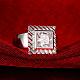 Classic Brass Cubic Zirconia Square Wide Band Finger Rings RJEW-BB00671-03-4