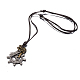 Adjustable Retro Zinc Alloy Pendant and Leather Cord Lariat Necklaces For Men NJEW-BB15985-B-1