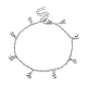 304 Stainless Steel Round Ball Charm Bracelets for Women BJEW-D023-04P-1
