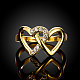 Cava cuore dolce lega di stagno di anelli di barretta strass ceco per le donne RJEW-BB14505-7-5