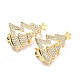 Brass Micro Pave Clear Cubic Zirconia Brooch for Christmas ZIRC-I053-10G-1