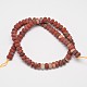 Natural Frosted Red Jasper Rondelle Bead Strands G-O032-8x5mm-01-1