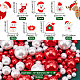 パンダホール エリート クリスマス テーマ DIY ジュエリー作成検索キット  不透明樹脂のサンタクロース、雪だるま、手袋、家、靴下のカボションを含む  プラスチックパールビーズ  レッド  158個/袋 DIY-PH0013-75-2