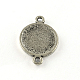 Tibetan Style Alloy Flat Round with Flower Links TIBEP-R345-09AS-NR-3