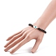 Hamsa-Hand mit Muschel aus dem bösen Blick und elastischem Armband mit natürlichen Lavasteinperlen BJEW-JB08235-04-3