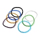 7шт 7 цветных стеклянных круглых браслета из эластичного бисера BJEW-JB09554-1