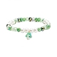 Glass Pearl & Flower Beaded Stretch Bracelet with Bell Charm for Women BJEW-JB08513-4