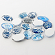 Blue and White Floral Theme Ornaments Glass Oval Flatback Cabochons X-GGLA-A003-10x14-YY-2