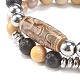 2Pcs 2 Style Mala Bead Bracelets Set with Tibetan Agate Dzi Beads BJEW-JB08020-03-5