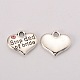 Wedding Theme Antique Silver Tone Tibetan Style Alloy Heart with Step Dad of Bride Rhinestone Charms TIBEP-N005-22A-1