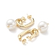 Orecchini pendenti ovali in ottone con perle in abs da donna EJEW-C059-01G-2