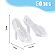 Superfindings 50 par de mini zapatos de tacón alto de plástico transparente DJEW-FH0001-15-2