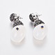 Shell Dangle Stud Earrings EJEW-F230-30-2