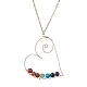 Collana con pendente a cuore in lega di perline e pietre preziose naturali e sintetiche NJEW-JN04574-1