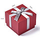 厚紙のジュエリーボックス  リング包装用  ちょう結びの正方形  暗赤色  6.6x6.6x5.2cm CBOX-S022-002A-5