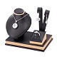Wooden Clovered with PU Leather Jewelry Displays ODIS-F005-02B-1