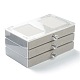 長方形のベルベットと木製のジュエリーボックス  プラスチックカバー付き3層  ポータブルジュエリー収納ケース  リングイヤリングネックレス用  銀  15.5x10.5x23.2cm VBOX-P001-A01-3