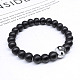 Bracelets extensibles en perles de pierre noire synthétique avec yin-yang JE8006-1-2