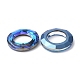 電気メッキガラスリンクリング  クリスタル宇宙リング  プリズムリング  多面カット  バックメッキ  丸いリング  ブルー  30x6.5mm  内径：17mm GLAA-A008-04C-08-2