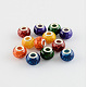 Spray Painted Glass European Beads X-GPDL-R007-M1-1