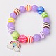 Neon Acryl runde Perlen dehnen Armbänder für Kinder X-BJEW-JB01456-02-1