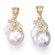 Ciondoli di perle keshi con perle barocche naturali PEAR-N020-J25-3