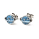 Enamel Planet with Star Stud Earrings with 316 Surgical Stainless Steel Pins EJEW-A081-06P-2