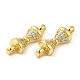 Rack Plating Brass Pave Clear Cubic Zirconia Connector Charms KK-Z028-06G-3