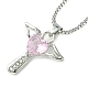 Cubic Zirconia Fairy with Heart Pendant Necklace with Box Chains NJEW-C004-01D-1