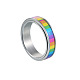 虹色のプライドフラッグエナメル長方形回転リング  ストレス不安解消のためのステンレス製フィッジスピナーリング  ステンレス鋼色  usサイズ10（19.8mm） RABO-PW0001-038F-1