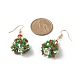 Boucles d'oreilles pendantes arbre tressé en perles de verre sur le thème de Noël EJEW-TA00212-2