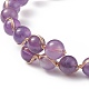 Ensemble de bracelets de manchette perlés ronds de pierres précieuses mélangées naturelles de style 5pcs 5 BJEW-JB09011-6