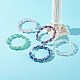 Natural & Synthetic Mixed Gemstone Beads Reiki Healing Cuff Bangles Set for Girl Women X1-BJEW-TA00023-2