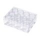プラスチックビーズ収納ケース  長方形  透明  16x12.2x5.5cm  容量：20ml（0.67液量オンス）  約12個/セット X-C002Y-1